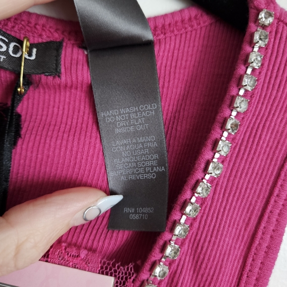 NWT! Bisou Bisou Sleeveless V-neck Rhinestone Embellished Cotton Tank Sz Small - Picture 5 of 7